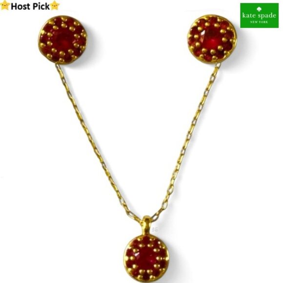 kate spade Jewelry - KATE SPADE “Something Sparkly” Ruby Pave Set – Necklace & Earrings – NWOT